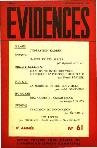 Evidences. N° 61 (Octobre/Novembre 1956)